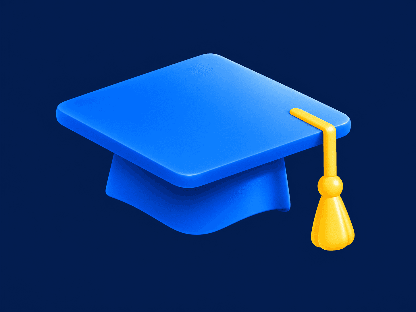 Un chapeau de diplômé bleu avec un pompon doré